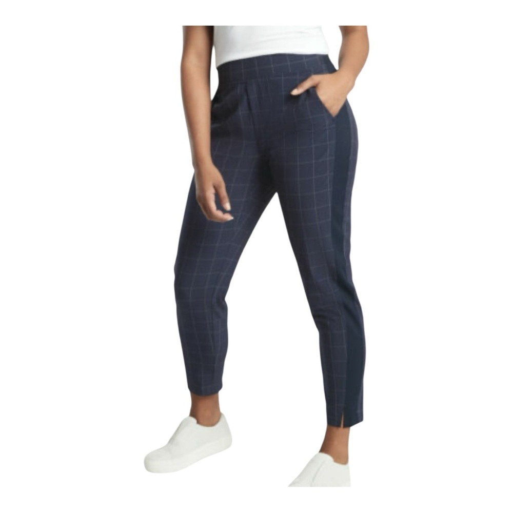 Athleta Brooklyn Textured Ankle Pant Size 26 Windowpane Navy New